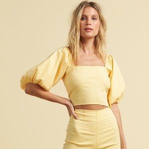 Billabong X The Salty Blonde Yellow puff sleeve crop top